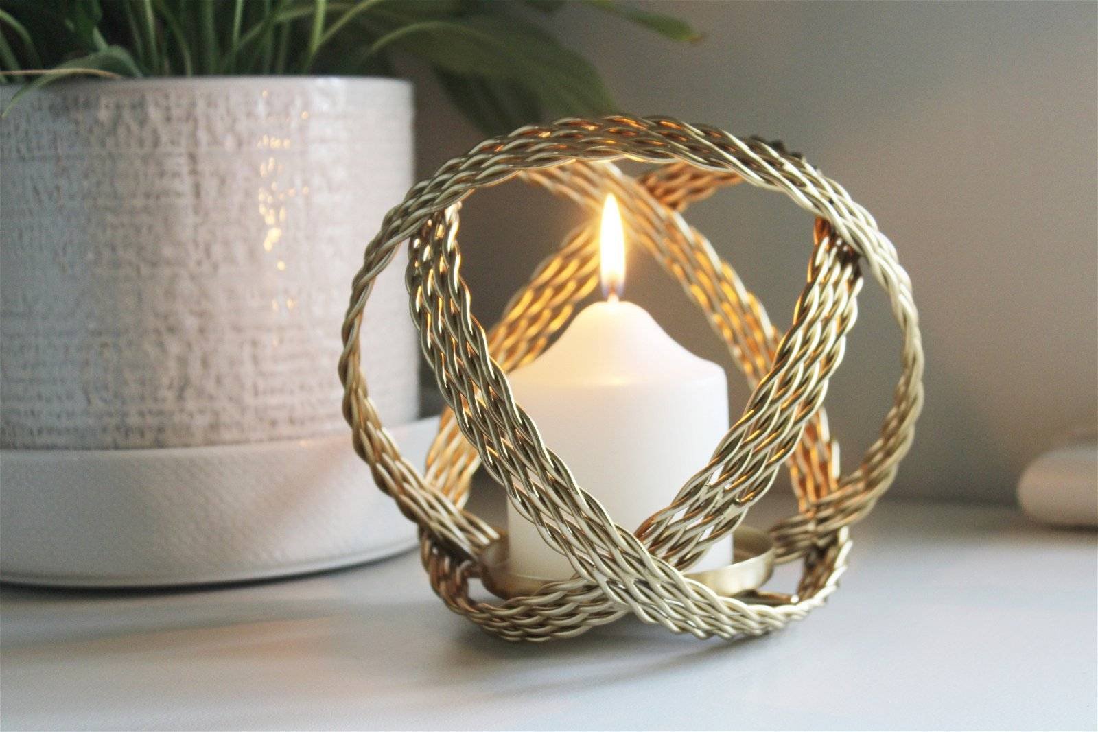 Gold Coloured Ball Candle Holder 2 - The Rustic Home