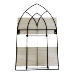 Black Metal Arch with 2 Wooden Shelves 3 - The Rustic Home