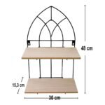 Black Metal Arch with 2 Wooden Shelves 4 - The Rustic Home