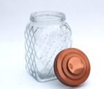 Copper Lidded Square Glass Jar - 10.5 Inch Med