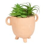 Face Terracotta Pot With Faux Cacti Large 3 - The Rustic Home