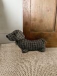 Grey Herringbone Fabric Sausage Dog Doorstop 3 - The Rustic Home