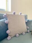 Grey Square Pompom Cushion 3 - The Rustic Home