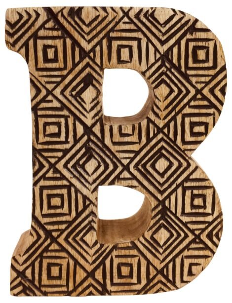 Hand Carved Wooden Geometric Single Letters