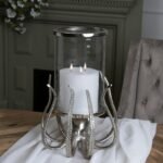 Large Silver Octopus Candle Hurricane Lantern 2 - The Rustic Home