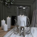 Large Silver Octopus Candle Hurricane Lantern 3 - The Rustic Home