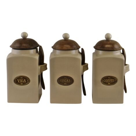 Coffee & Sugar Canisters With Spoons