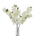 Large White Full Cherry Blossom Stem 4 - The Rustic Home
