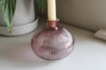 Pink Glass Candle Holder 3 - The Rustic Home