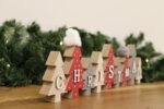 Row of Christmas Trees with Hats Decoration Red 3 - The Rustic Home