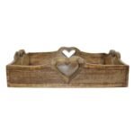 Set Of 2 Mango Wood Heart Detail Serving Trays 3 - The Rustic Home
