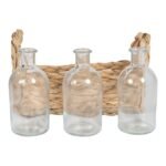 Set of 3 Vases With Grass Tray