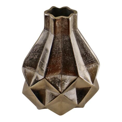 Silver Metal Geometric Design Vase