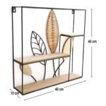 Square Metal Framed Rattan Leaf Shelf Unit 3 - The Rustic Home