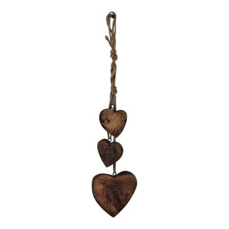 Three Hanging Wooden Heart Decoration