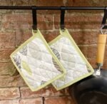 Two Fabric Pot or Pan Mats With Contemporary Green Leaf Print Design 3 - The Rustic Home