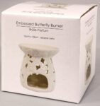White Embossed Butterfly Oil Burner 3 - The Rustic Home