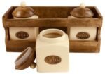 Wooden Rack with 3 Ceramic Jars 3 - The Rustic Home
