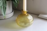 Yellow Ribbed Glass Candle Holder 3 - The Rustic Home