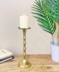 Gold Pillar Candlestick Large 3 - The Rustic Home