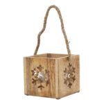 Natural Wooden Snowflake Tealight Candle Holder