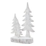 Small Three Snowy Pine Tree Sculpture