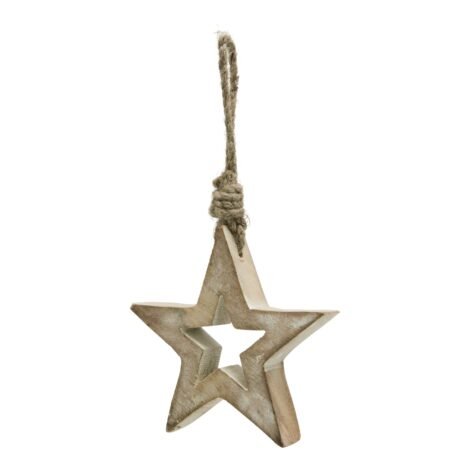White Wash Collection Small Wooden Hanging Star Decoration