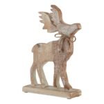 White Wash Collection Wooden Sparkle Stag Decoration